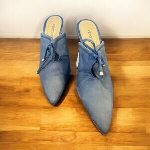 Verofatto blue/Gray Suede Lace-Up Mule Heels